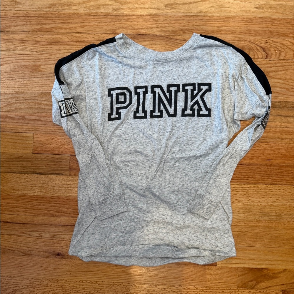 PINK Victoria's Secret Gray Long Sleeve Tee